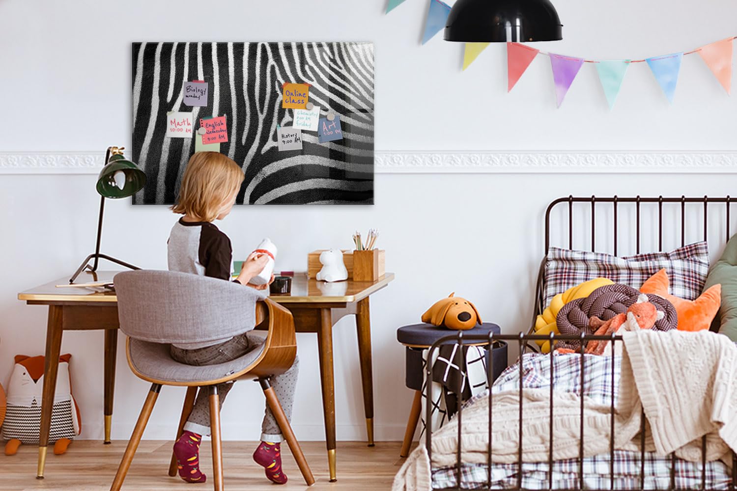Magnettafel für Schule Gastronomie und Büro 90x60 Zebra pattern | Pinnwand | Glas | Memo | Organizer | Planer | Sicherheitsglas | Paneel | Infoboard | Wochenplaner | Terminkalender