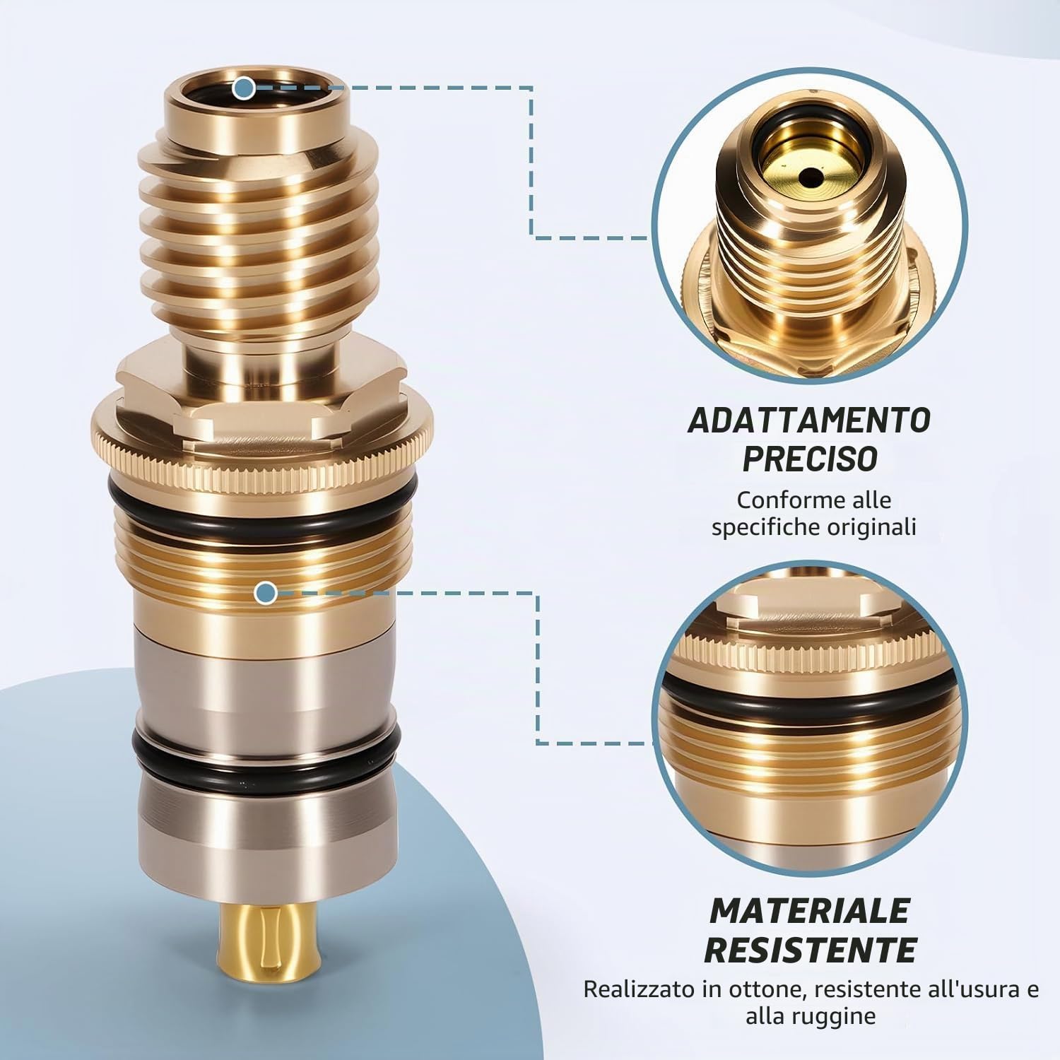 GR-47450000 - Cartuccia termostatica 1/2" in ottone e acciaio inox, compatibile con Grohtherm 1000/3000 e Automatic 2000 - ricambio 47450000