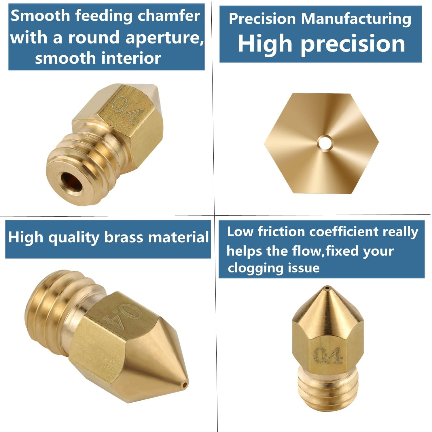MMOBIEL 20x E3D Extruder Printer Nozzles 0,4 mm messing E3D V5-V6 3D voor 1,75 mm filament