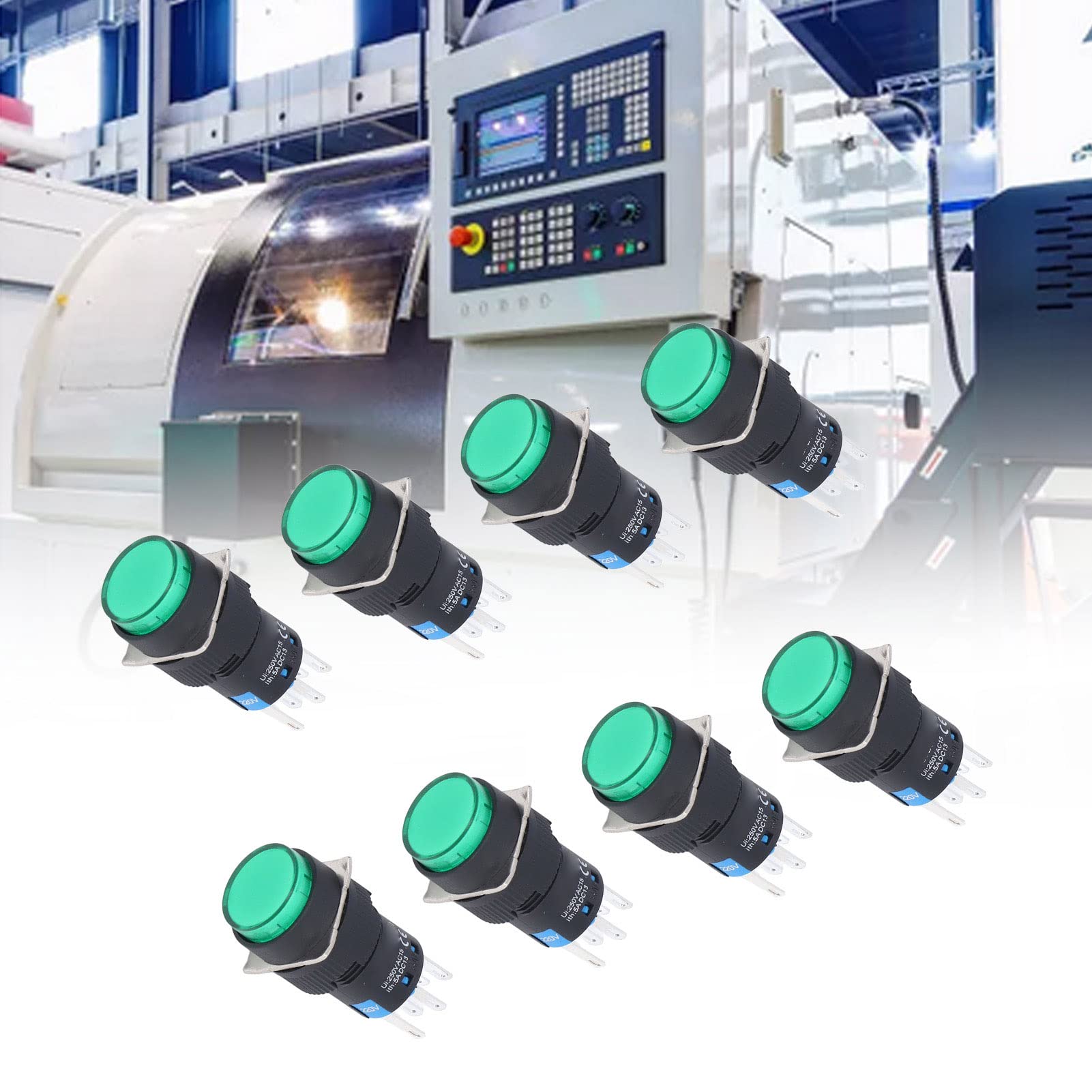Set di Interruttore del Pulsante, 2 modalità di Azione da 16 mm Switch di Spinta momentaneo 8 Pin con Luce for Il Controllo
