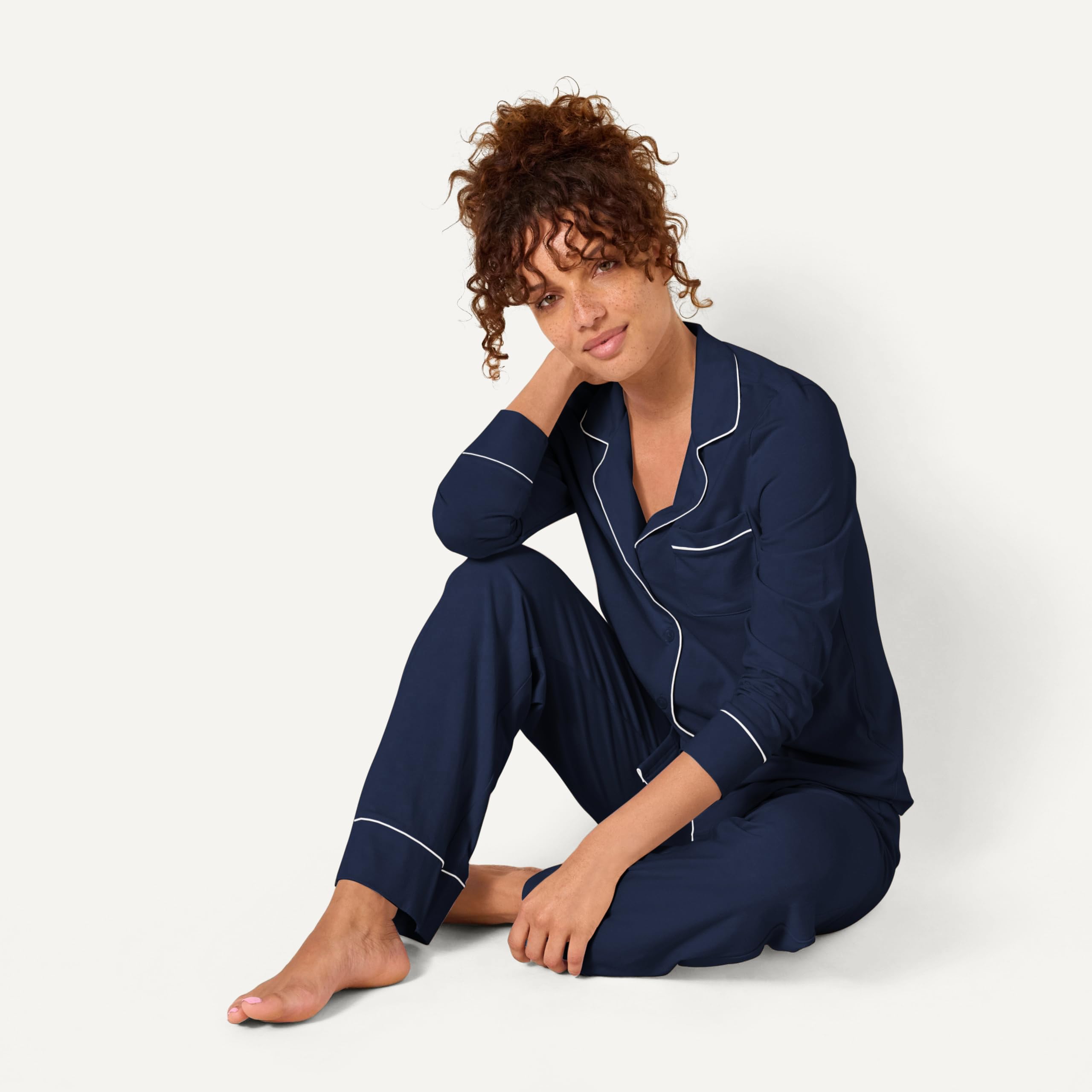 Amazon Essentials Donna Camicia a Maniche Lunghe in Modal di Cotone e Pigiama a Tutta Lunghezza