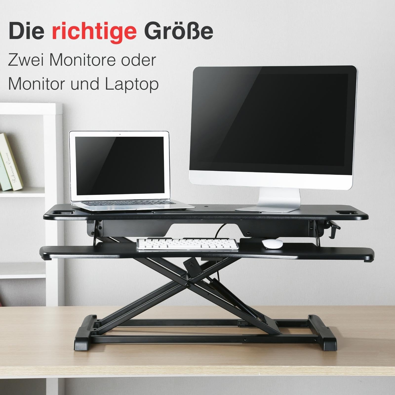 ergoX höhenverstellbares Stehpult in schwarz I Schreibtisch mit stufenloser Höhenverstellung I Stehpult ergonomisch höhenverstellbar mit hochwertiger Gasfeder I höhenverstellbarer Stehtisch