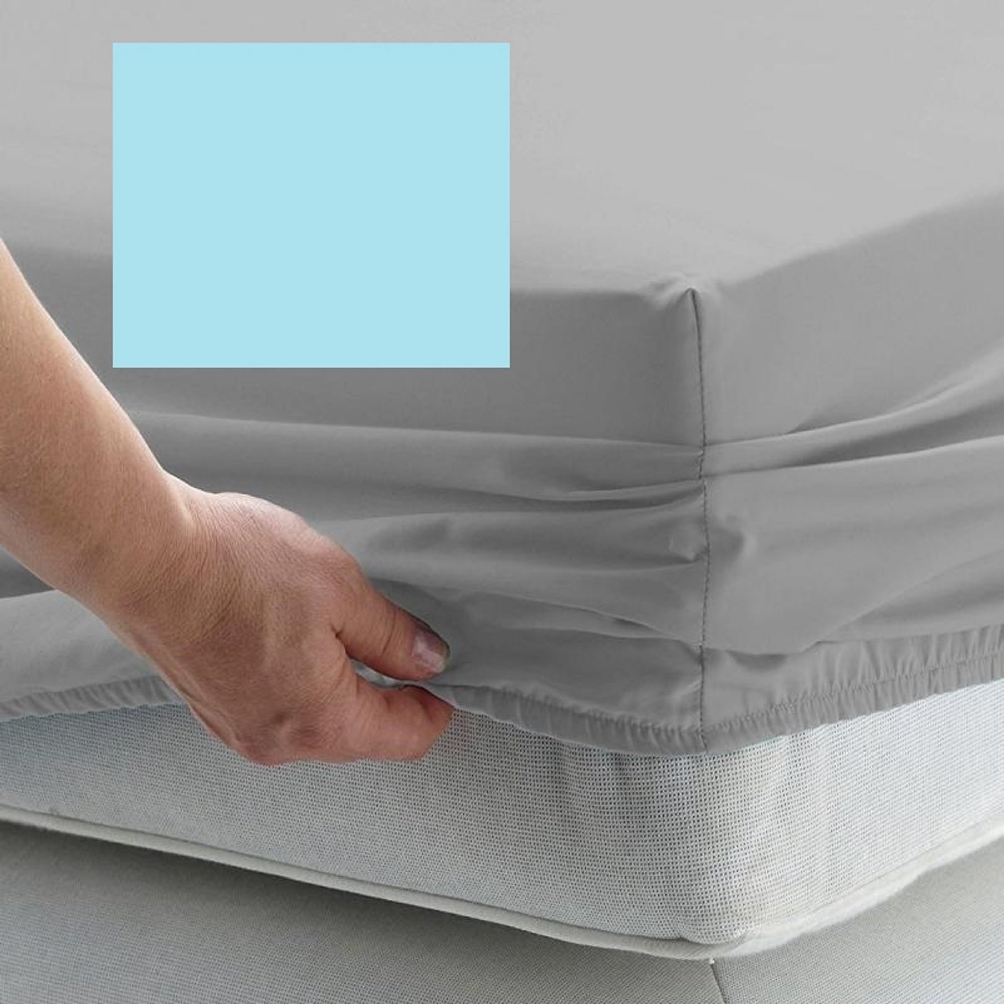Bedtime Comforts Ltd Duck Egg Caesar Size Fitted Sheet 8' X 6'6" (Extra Deep) - 300 Thread Count Percale Material - Hand Made To Order - 17" (43Cm) (Duck Egg)