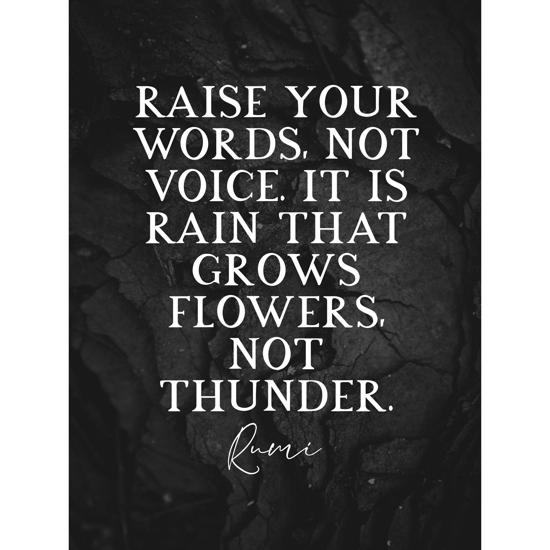 Artery8 Slate Quote Rumi Rain Grows Flowers Not Thunder Premium Wall Art Canvas Print 18X24 Inch