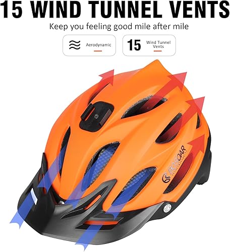 Miniatura 3 de Bosoar Casco de bicicleta de montaña, casco de ciclismo para adultos con soporte de cámara y visera desmontable para hombres, mujeres y jóvenes,