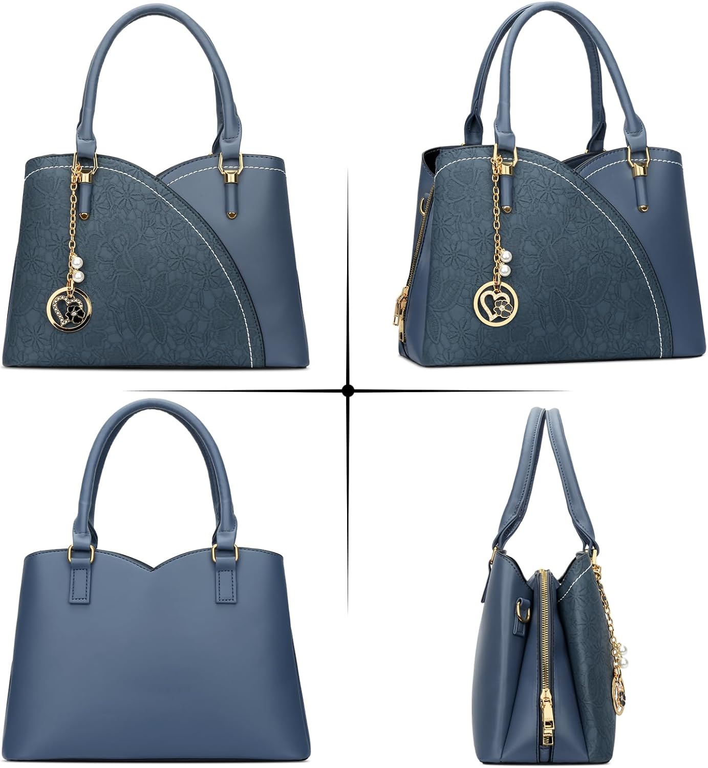 KKXIU Triple Compartments Purses and Handbags for Women Fashion Ladies Satchel Shoulder Top Handle Bag - Image 4