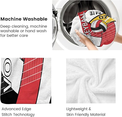 Miniatura 4 de Manta personalizada con nombre y texto, manta personalizada de voleibol deportivo, rojo y amarillo, manta de forro polar suave para regalos de bebé,