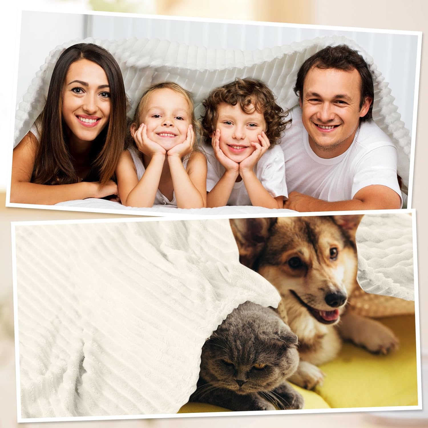 Buryeah 50 x 60 Inches Fleece Throw Blanket Soft Cute Warm Plush Flannel Fluffy Blankets for Sofa Couch Bed Seasons Employee Appreciation Gifts Bulk(White, Beige,10 Pack) - Image 6