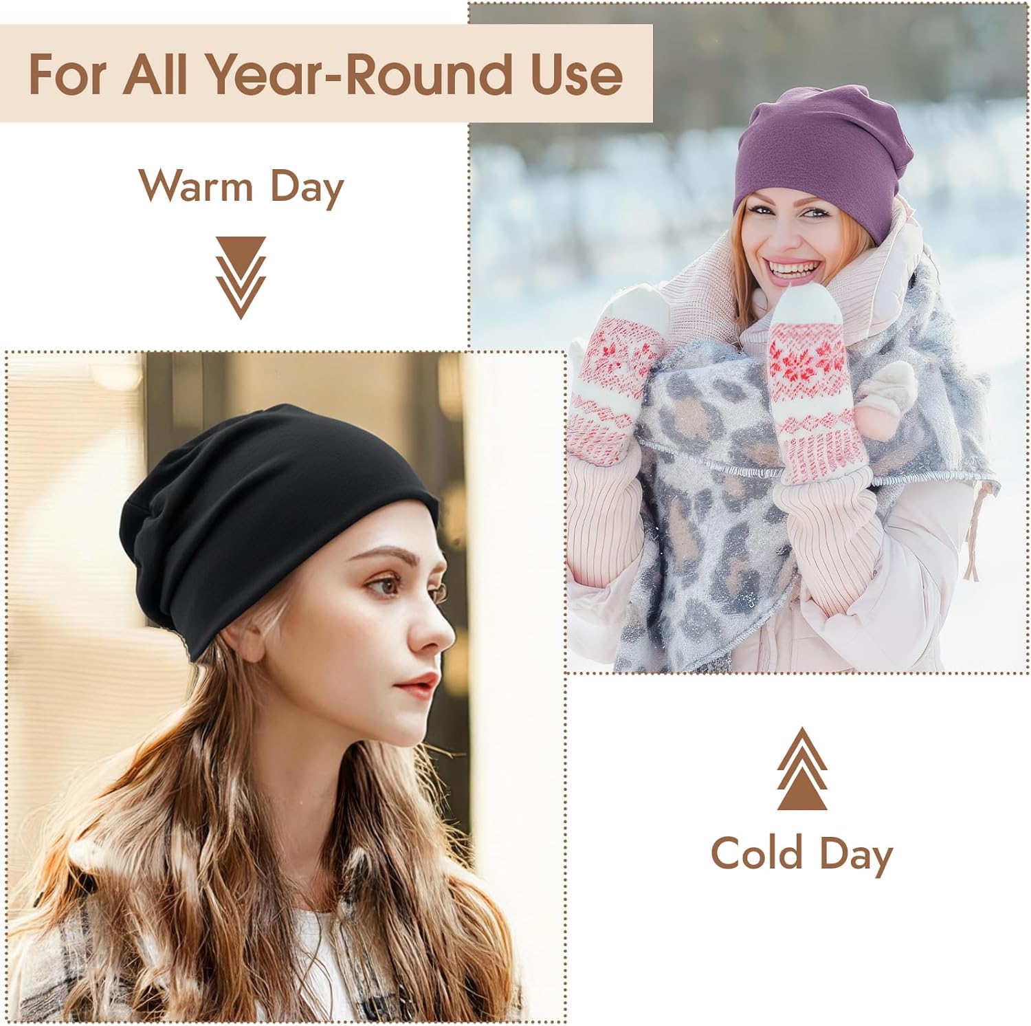 BEVTEE Cotton Slouchy Beanie for Men 4 Packs, Skull Caps Lightweight for Winter, Chemo Hats for Women, Gift, Fashion - Image 5