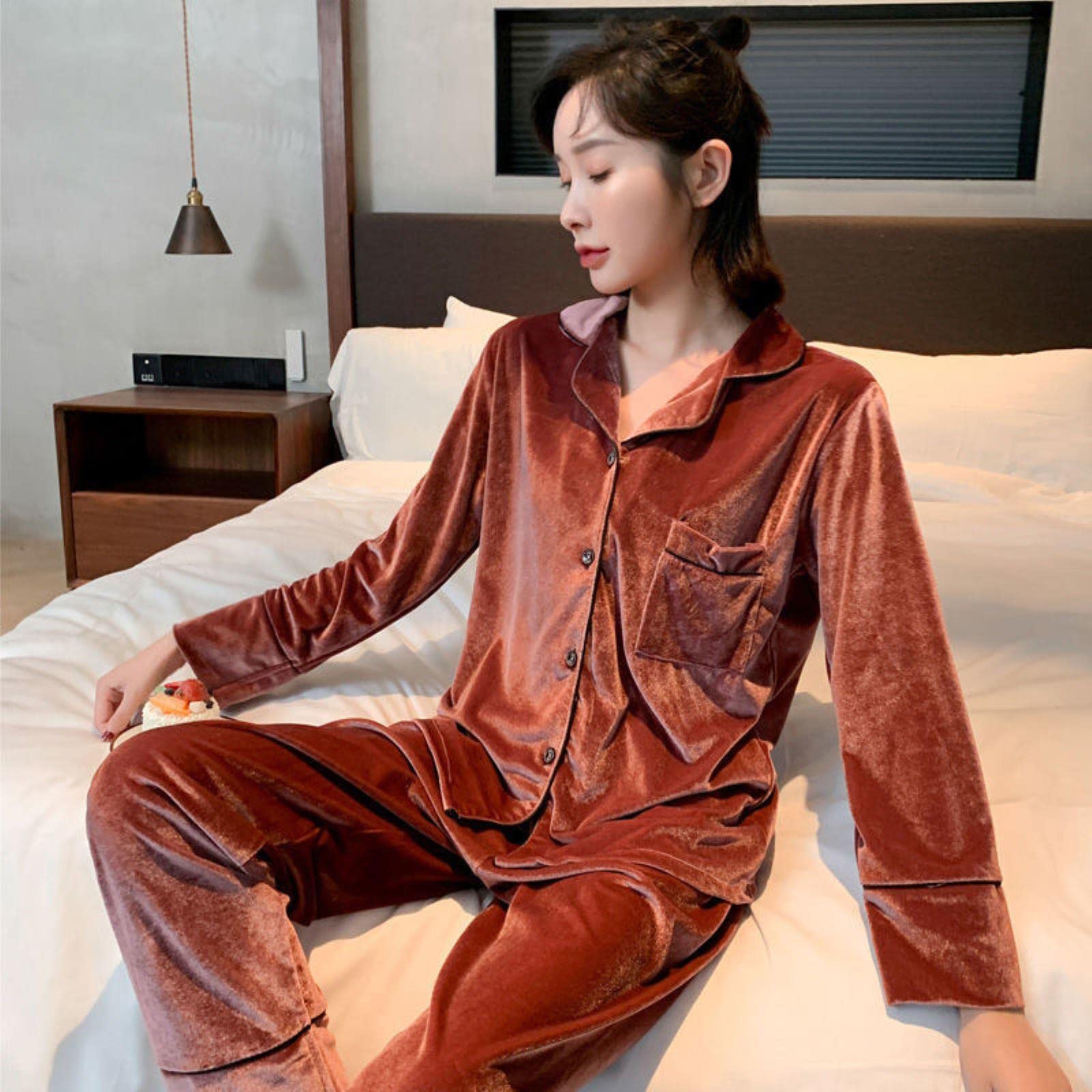 Pyjamas Nouvelles Femmes Home Vêtements Pyjamas Tops + Pantales Longue Lounge Portée Porte Vêtements Cardigan Cardigan