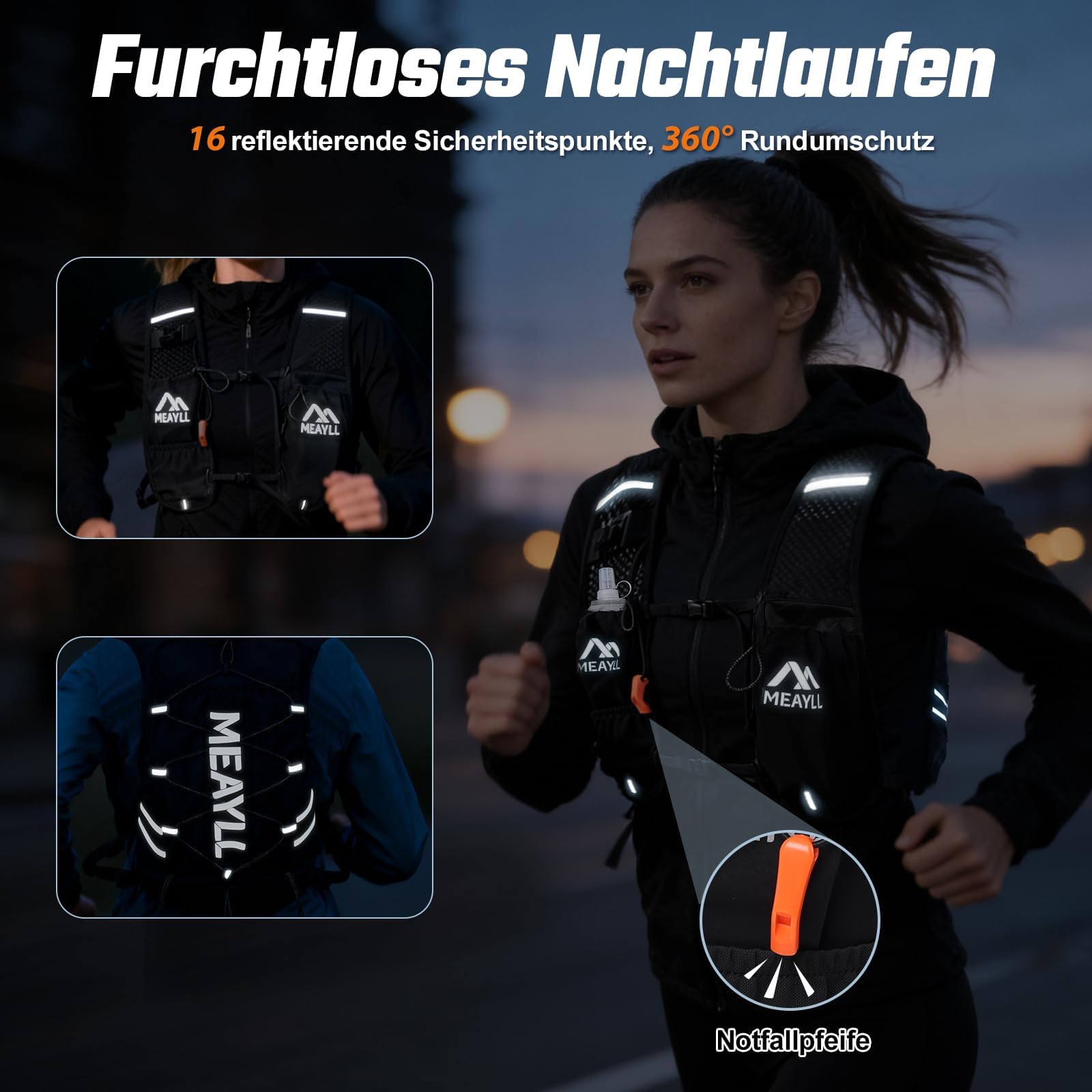 Laufweste für Damen & Herren mit 500 ml TPU Trinkflasche – Leichter und bequemer Laufrucksack, 7 L Volumen, Kompatibel mit 2 L Trinkblase, ideal für Trailrunning, Radfahren, Wandern und Marathon
