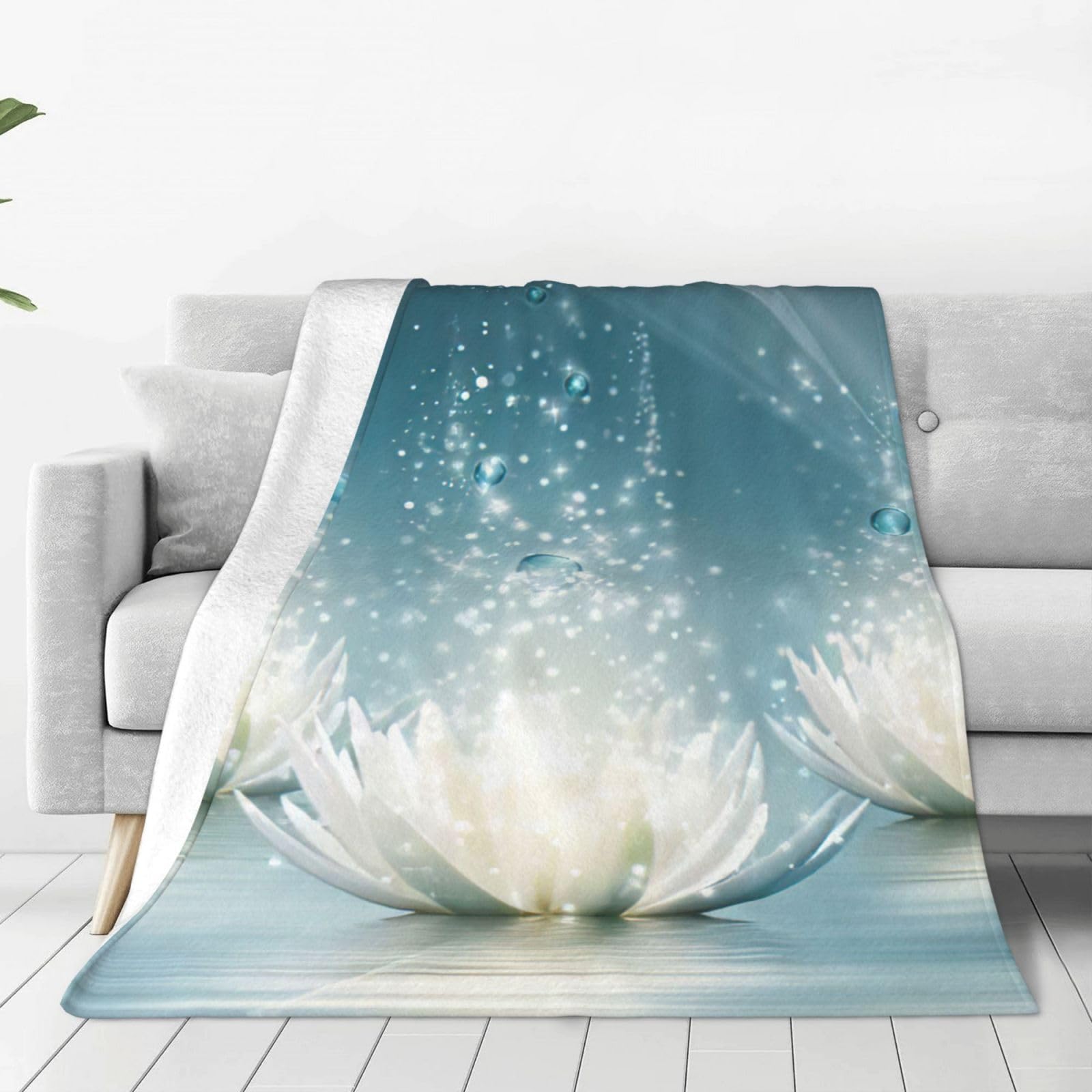 Couverture polaire chaude lotus blanc plaid lit canapé thermique