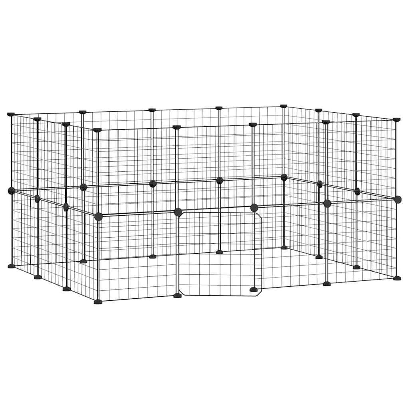 ShGaxin Jaula para Mascotas de 28 Paneles Puerta, Jaulas para Conejos, Jaula Cobaya, Valla para Mascotas, Recinto para Conejos, Cosas para Conejos, Parque para Conejos, Acero Negro 35x35 cm