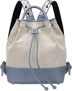 DJH Zaino Donna, Borsa in Nylon con Cucitura in Pelle di Vacchetta Borsa antifurto Casual con Coulisse Fashion Daypacks Borsa a Tracolla per Donne da Lavoro College School Girls,Blu