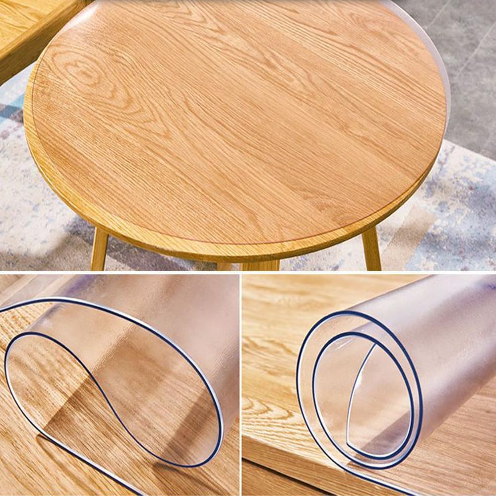 GENERIC 2Mm Thick Frosted Round Table Cover Protector Frosted Round Table Protector for Dining Room Table, Round Plastic Table Cover, PVC Round Table Pads,2mm,60cm/23.6in