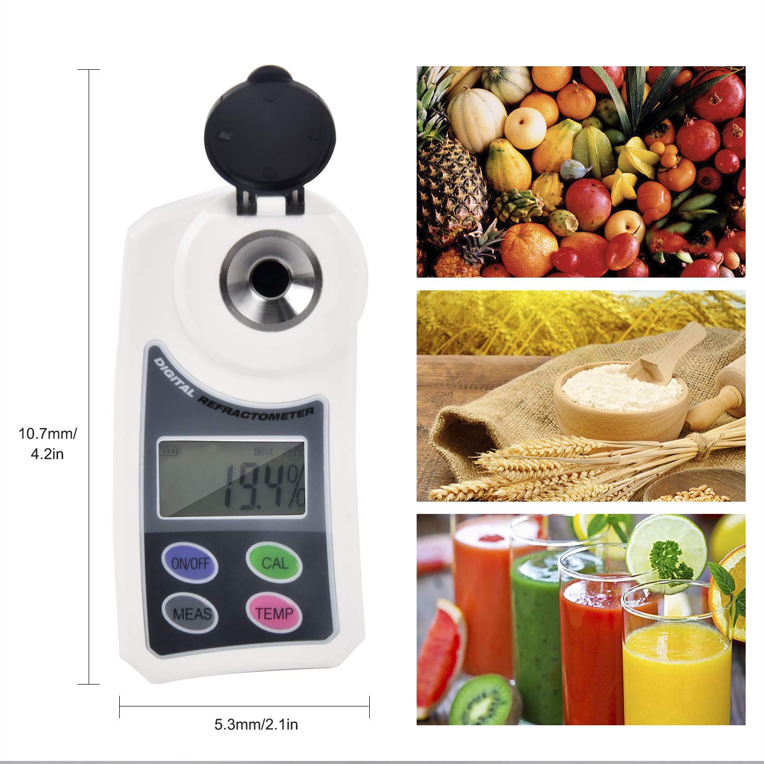 Refractómetro Digital Brix Sacarímetro electrónico portátil para medición del Contenido de azúcar en la Industria de Alimentos y Bebidas Rango de 0,0 a 55 por ciento con Prisma de