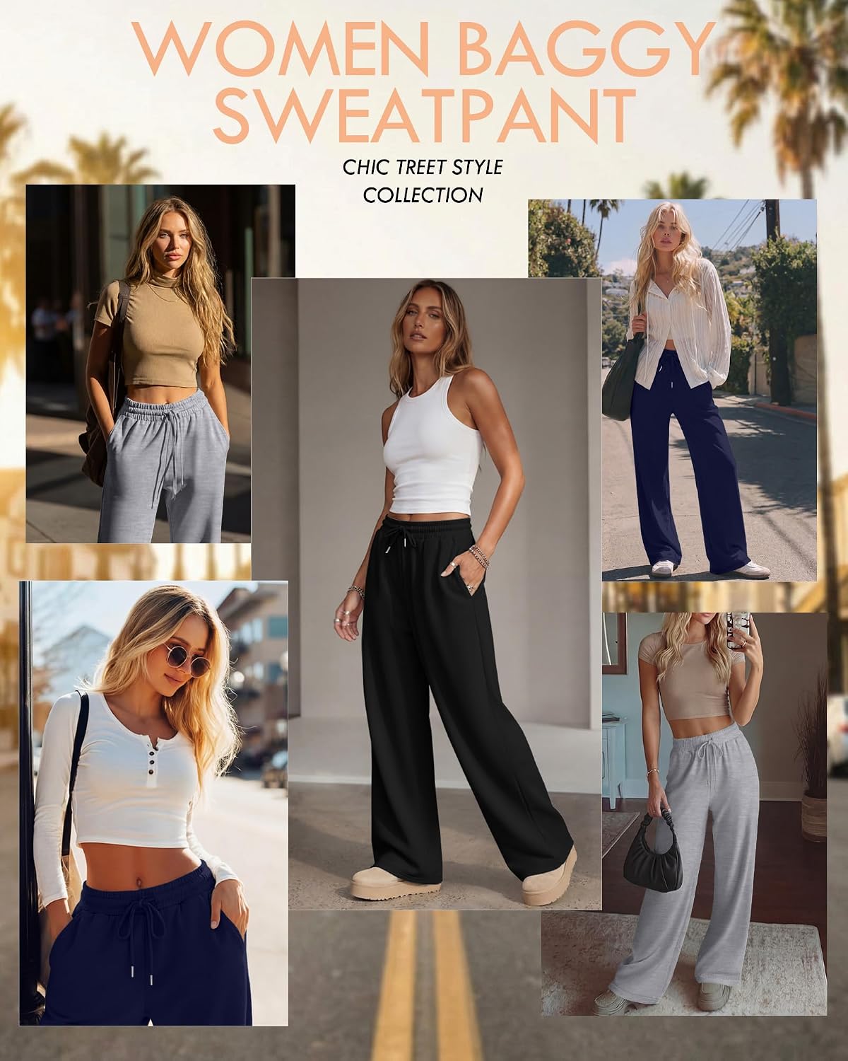 Neer 3 Pack Women's Wide Leg Sweatpants Yoga Baggy Lounge Pants Travel Cozy Drawstring Loose Y2K Jogger with Pockets