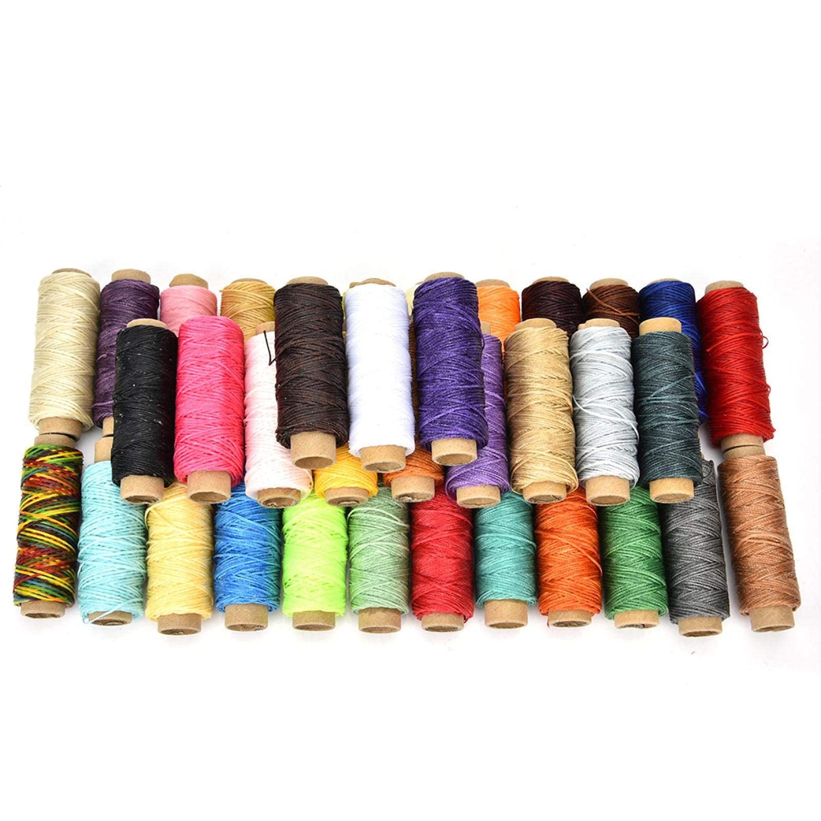 36 colores de piel con cable encerado, hilo encerado de piel 150D para artesanía de cuero, bricolaje costura artesanal, 50 metros/rollo