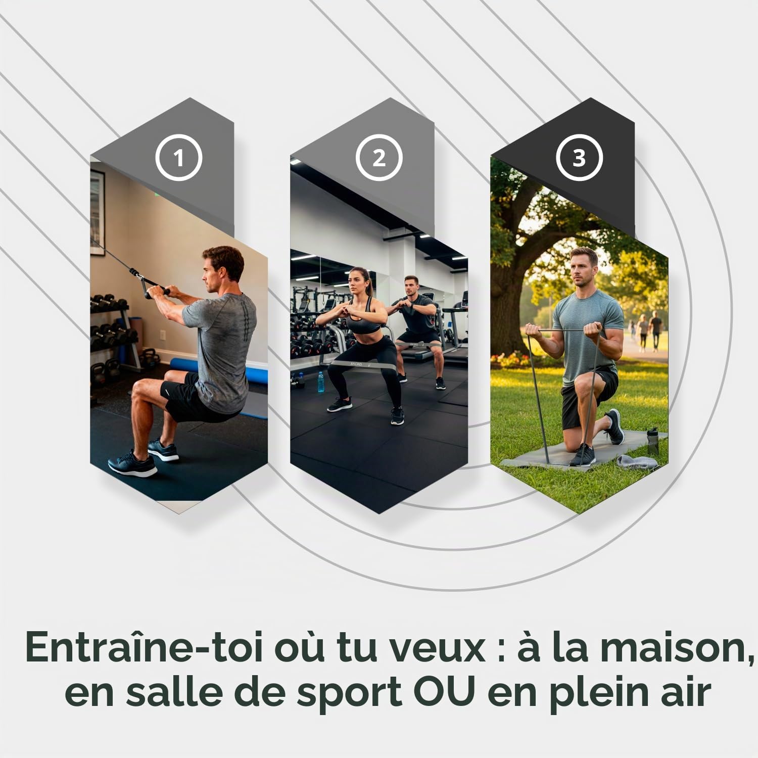 SACRO. Bande Elastique Musculation avec 5 Niveaux – 3 Bandes de Résistance Haut du Corps + 2 Bandes Fessiers Jambes – Poignées, Ancrage Porte et Sac – TPE