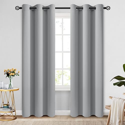 Miniatura 180 de COSVIYA Cortinas 100% opacas para dormitorio con forro negro, bloqueo de luz completa, aislamiento térmico y ojales, tratamiento de ventana de 54