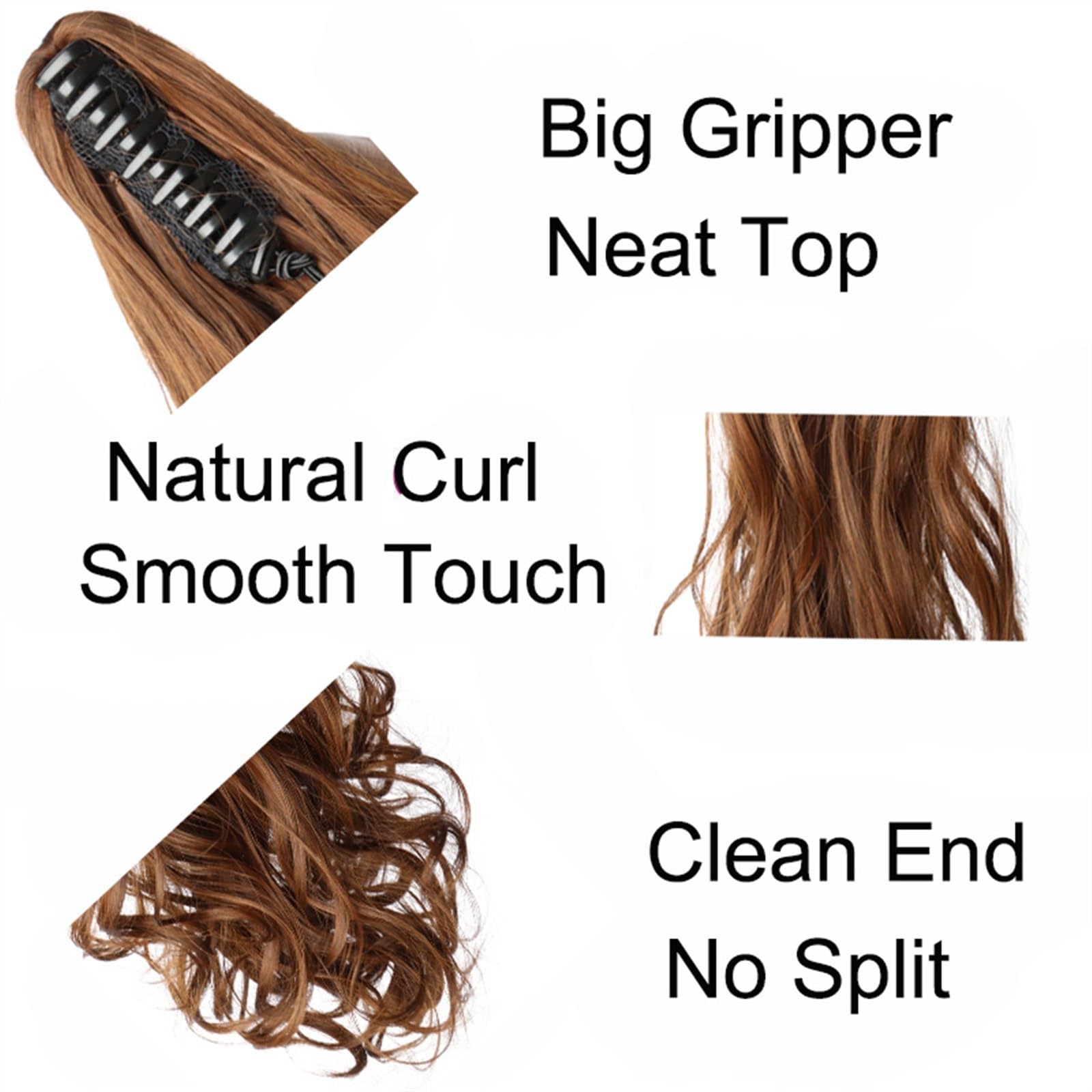 Cola de Caballo Clip de garra de cola de caballo rizado largo sintético en extensión de cabello de cola de caballo for mujeres estilo diario sin esfuerzo de 20 pulgadas Chica Postizos de Pelo(30)