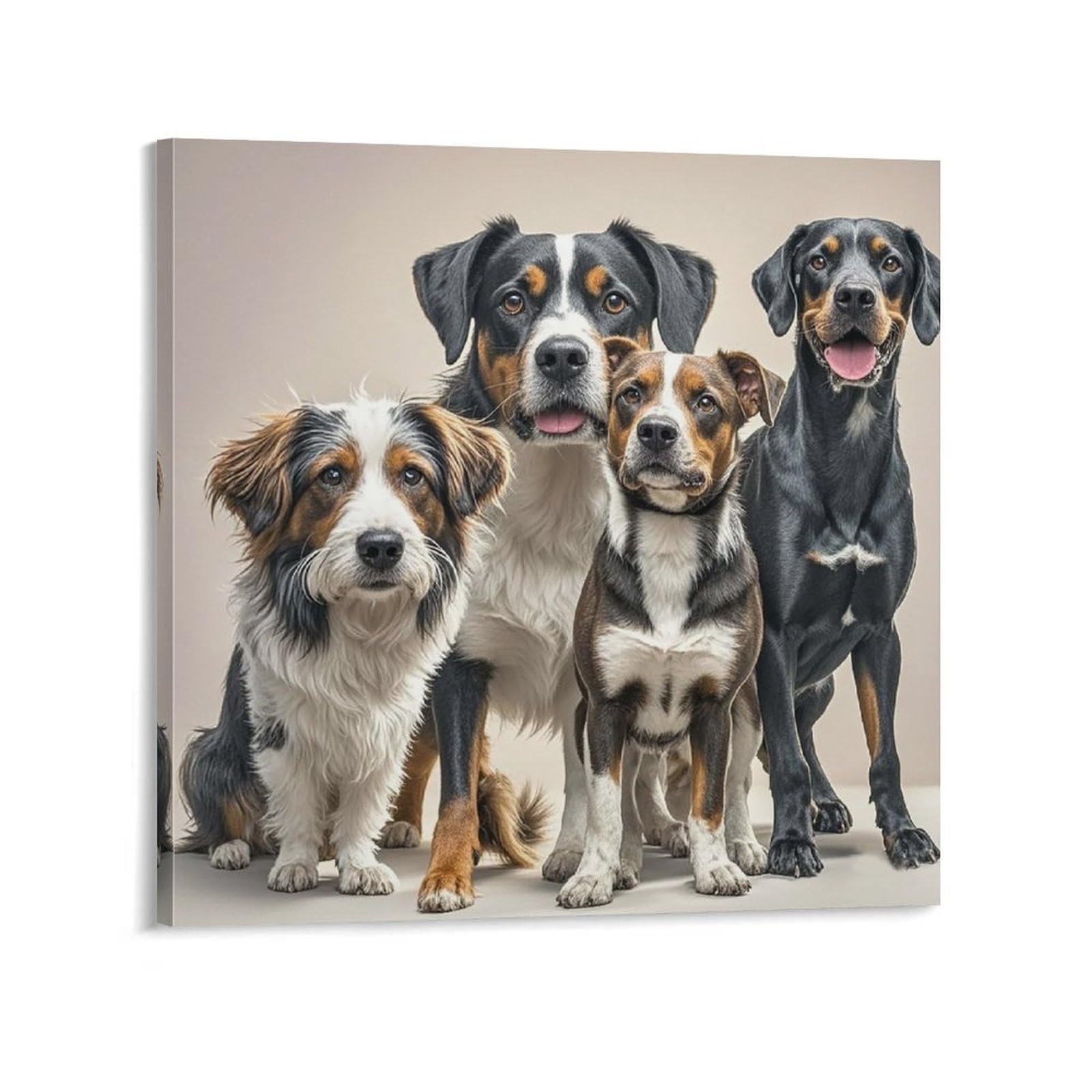 KLOPH Dogs Canvas Wall Art for Living Room 10x10inch Modern Artwork Painting for Bathroom Hanging Canvas Prints Aesthetic Wallart for Bedroom Kitchen Office Wall Decor