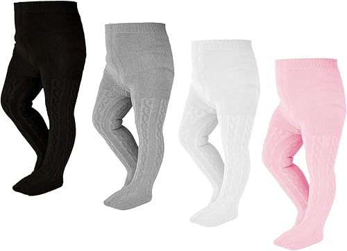 Epeius - Leggings de punto trenzado, gruesas, para bebés o niñas medias de algodón, para recién nacido y niñas pequeñas, paquete de 3, 4, 5 y 6