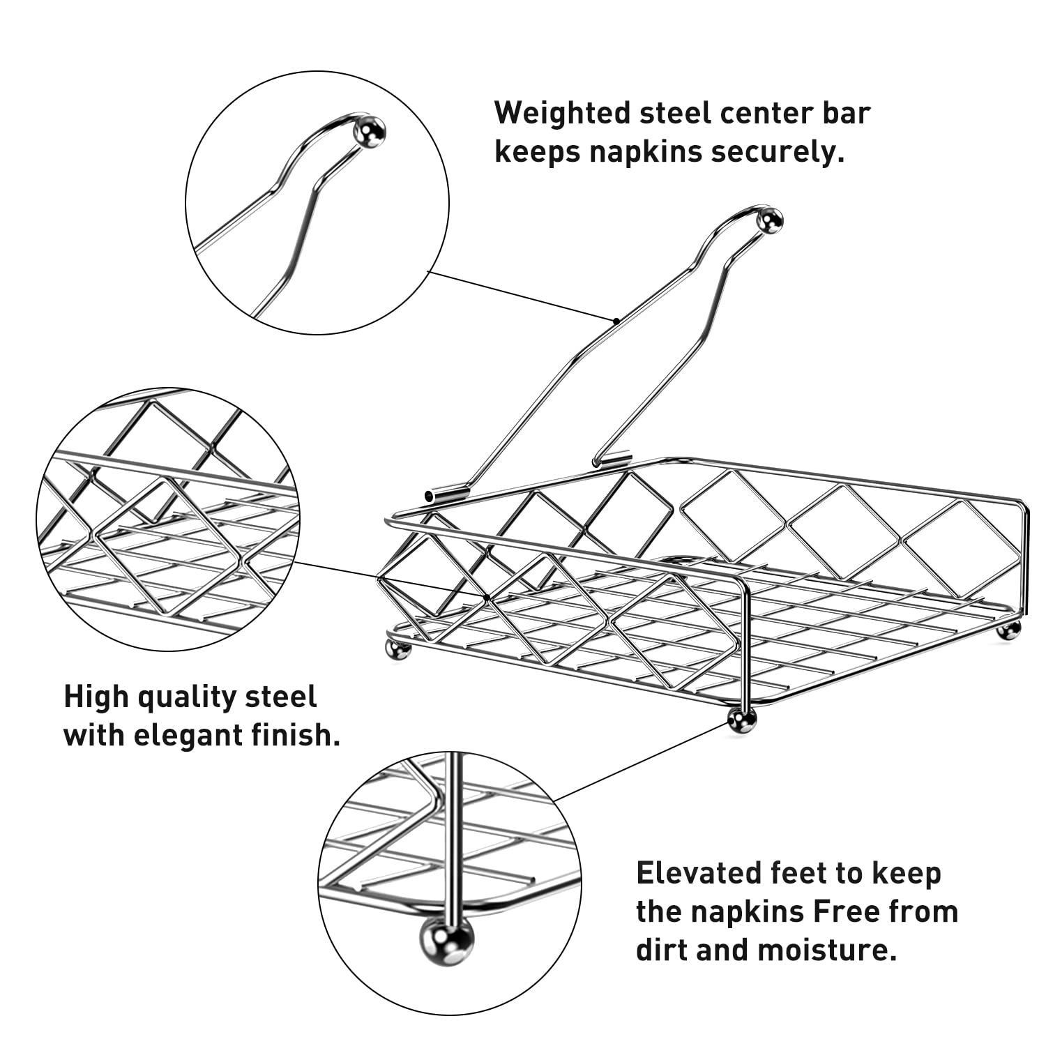 Moderno servilletero para mesa, dispensador horizontal de pañuelos para encimera de cocina, decoración de mesa de comedor o picnic, organizador de servilletas de papel de metal para