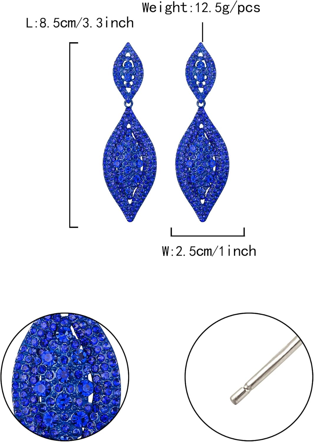 Flyonce Women's Rhinestone Crystal Wedding Bridal 2 Leaf Drop Dangle Chandelier Earrings - Image 6