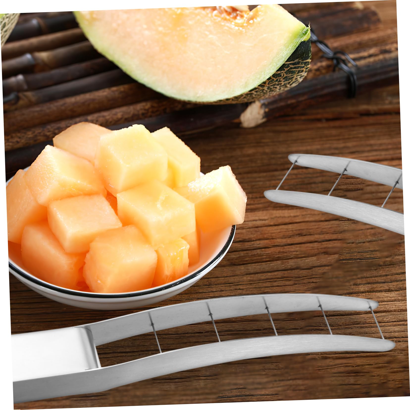 Homoyoyo 2 Pièces Couteau Trancheuse Pastèque Acier Inoxydable Outil Coupe Melon pour Fruits Gros Découpe Carrés Réguliers et Pratique pour
