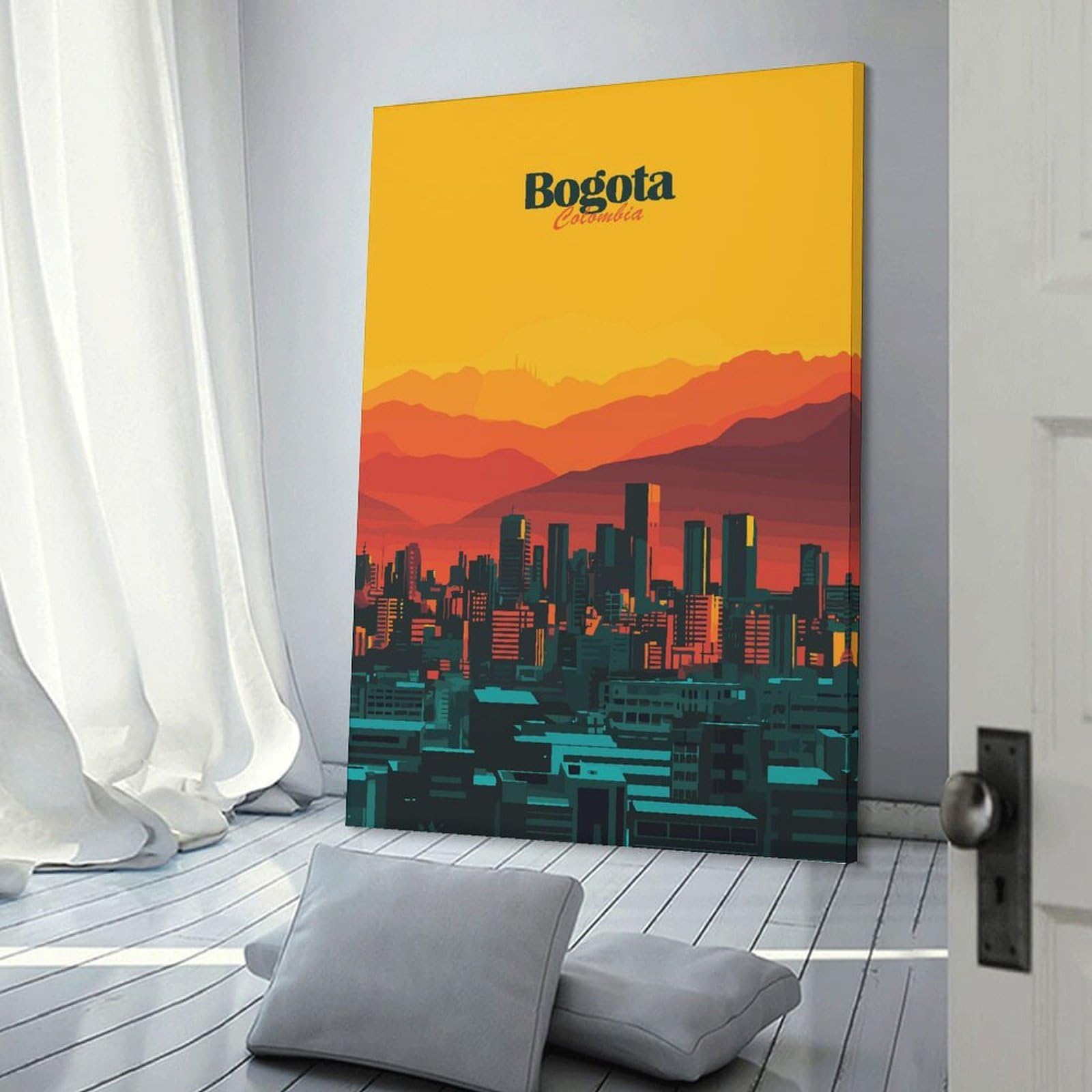 Junmoney Decorative Canvas Print Bogota Cityscape, 16x24inch(40x60cm), for Home Office, Desk Area Or Studio, Home Office Artwork with Decorative Appeal