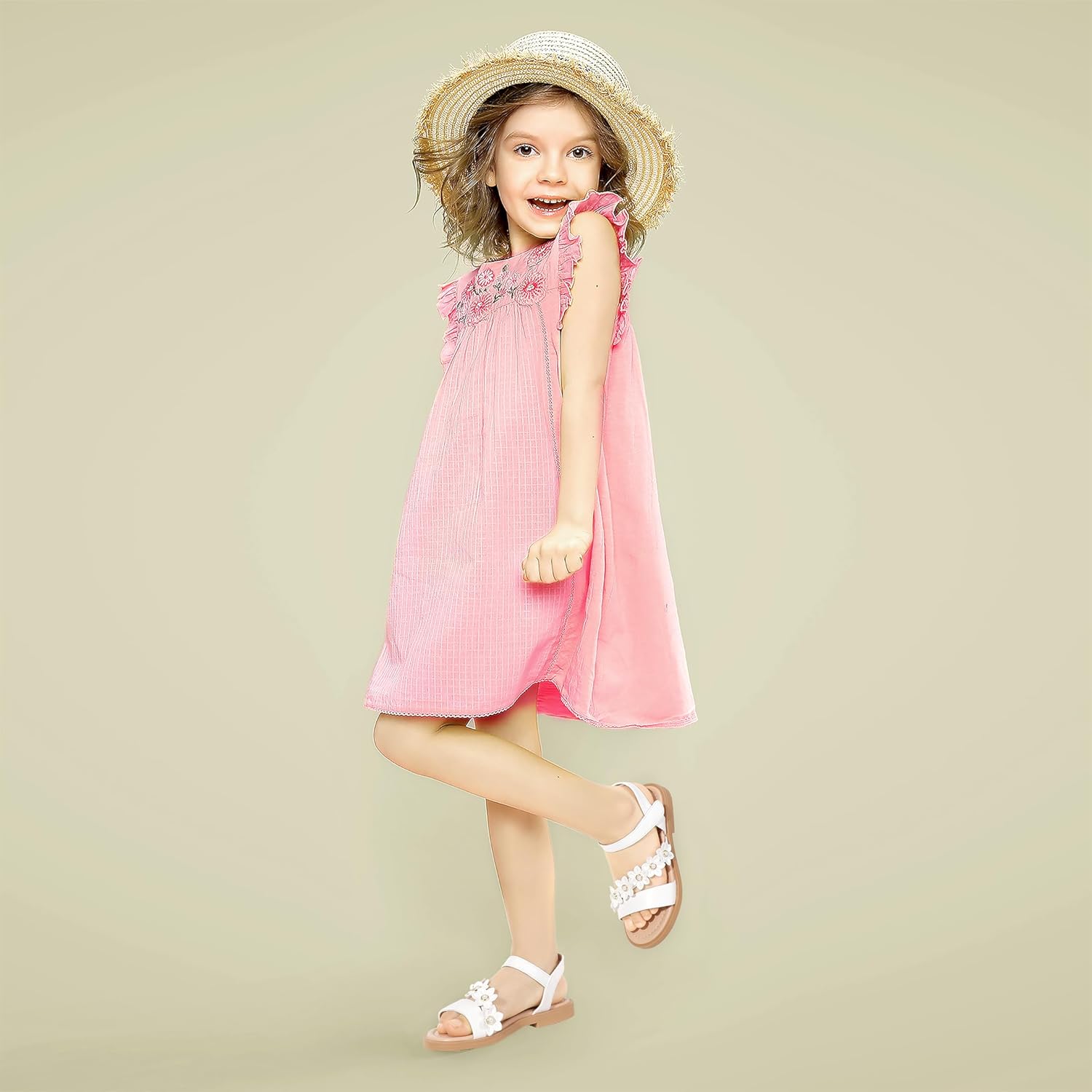 PANDANINJIA Gina Girls Sandals Open Toe Summer Flats Dress Sandals Shoes Toddler/Little Kid/Big Kid - Image 4