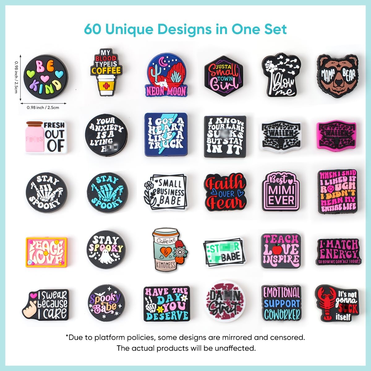 60Pcs Silicone Focal Beads Bulk, Inspirational Faith Funny Words Focal Beads for Pens Keychains Making Bracelet Necklace DIY Your Holiday Presents - Image 3