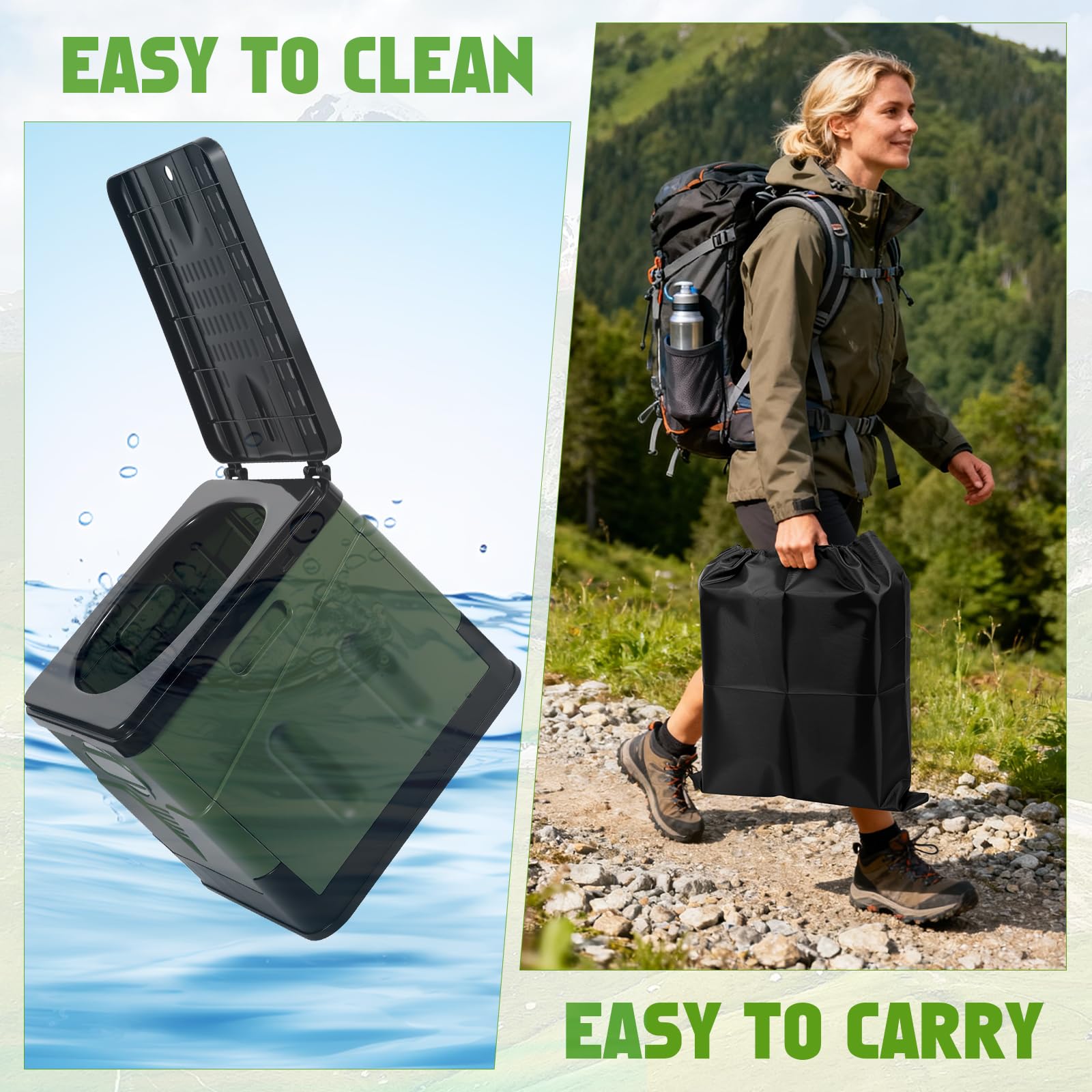 Zorplex WC Portatile da Campeggio, Pieghevole e Robusto con 25L Capacità, Sacchetti Igienici, Cuscino & Borsa da Trasporto, Adulti Toilette Ideale per Camper, Viaggi, Escursioni & Emergenze