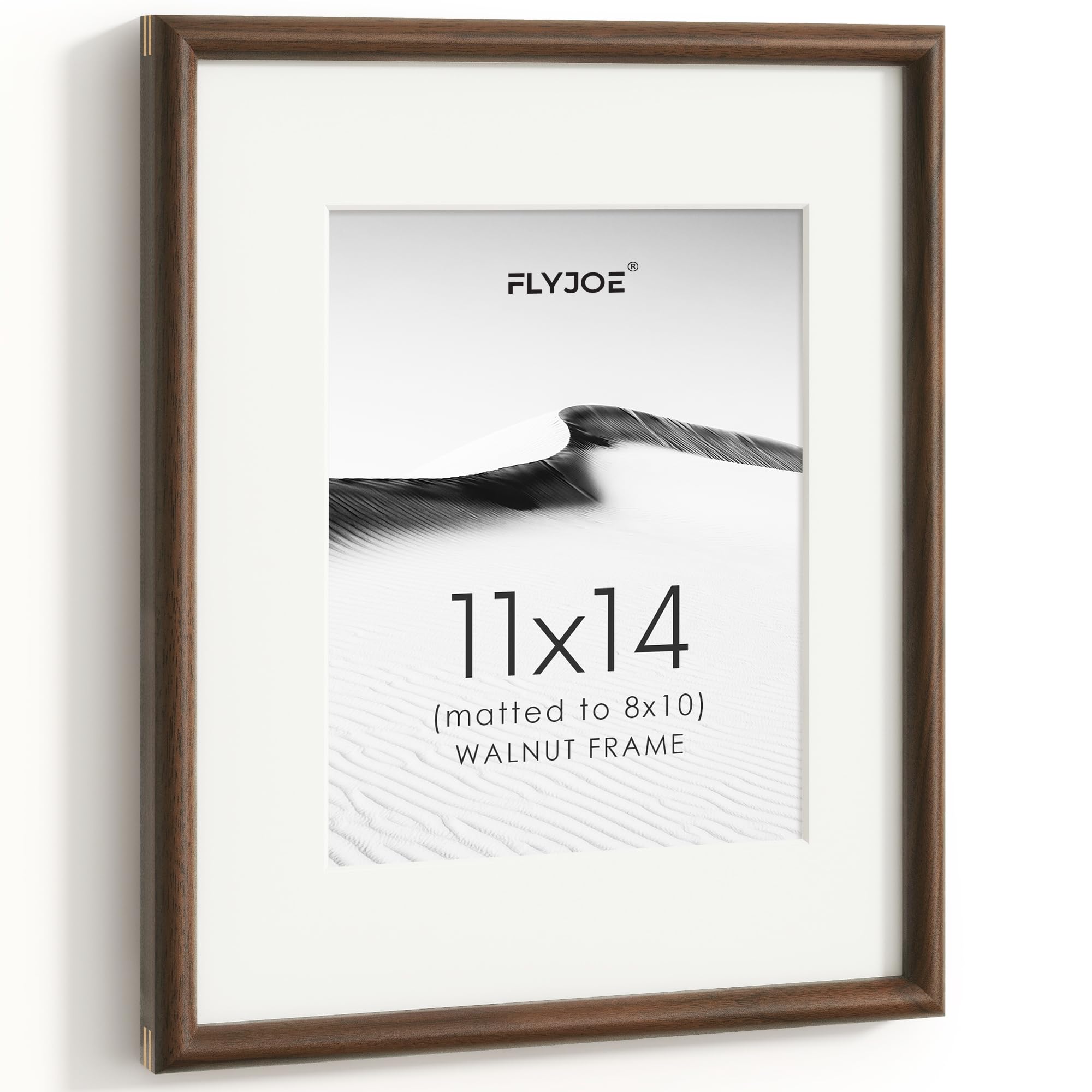 11x14 Picture Frame, Natural Solid Walnut Wood Photo Frame, Square Angle