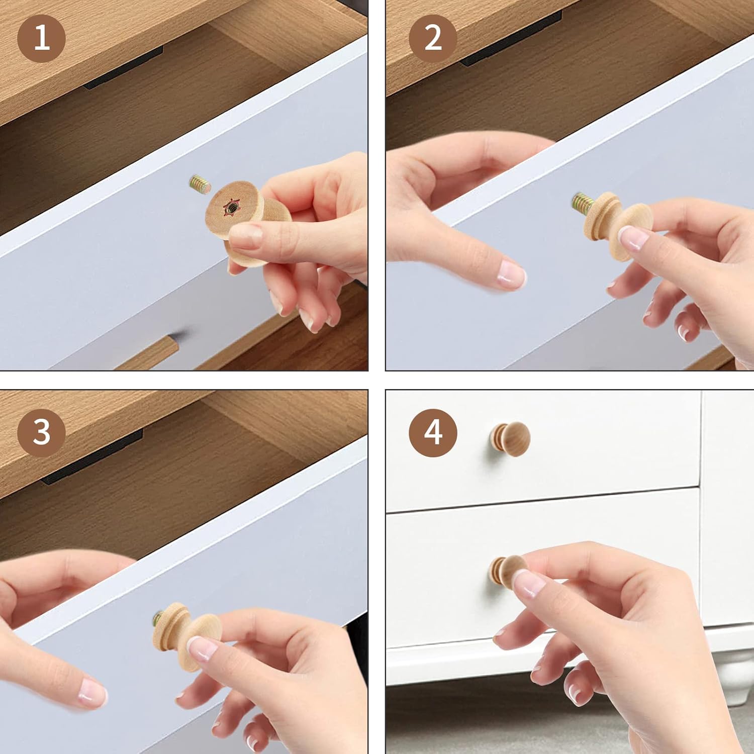 12Pcs Unfinished Wood Dresser Knobs, Mushroom Shape Wood Drawer Knobs, Wooden Cabinet Knobs, Single Handle Pulls with Screws Hardware (Top Diameter: 1Inch/2.5 cm, Height: 0.82 Inch/2.1 cm)