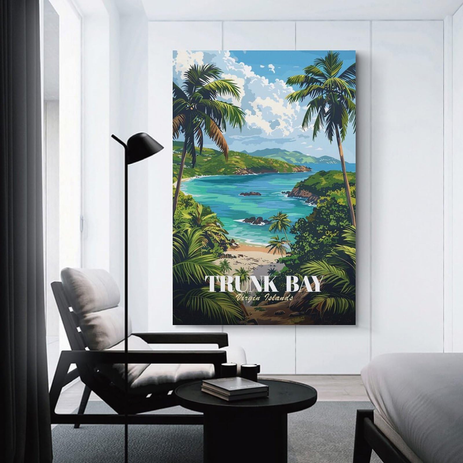 Junmoney Unframe-Style-12 Trunk Bay, Virgin Islands Illustration Hanging Wall Art, 20X30inch(50X75cm), For Bedroom Decor, Cosy Corners Or Studios, An Easy Wall Refresh For Bedrooms