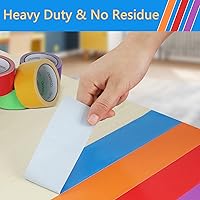 Vista 5 de COSIMIXO Paquete de 6 cintas adhesivas de colores arcoíris de 15 yardas x 2 pulgadas resistentes, sin residuos, rasgarse a mano e impermeables
