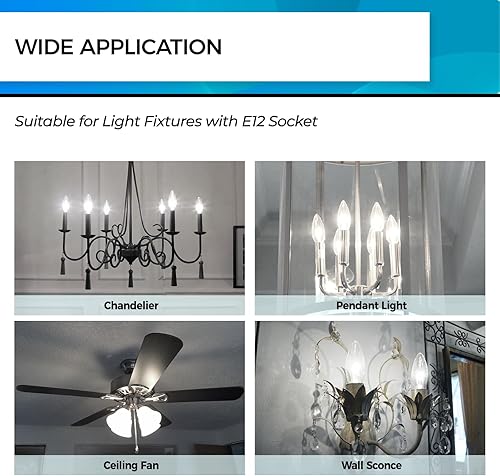 Miniatura 6 de Hizashi Bombilla LED E12 de 5000 K, luz diurna de 60 W, bombillas LED de candelabro no regulables, 90+CRI 6W 600LM, bombillas de vela B11,