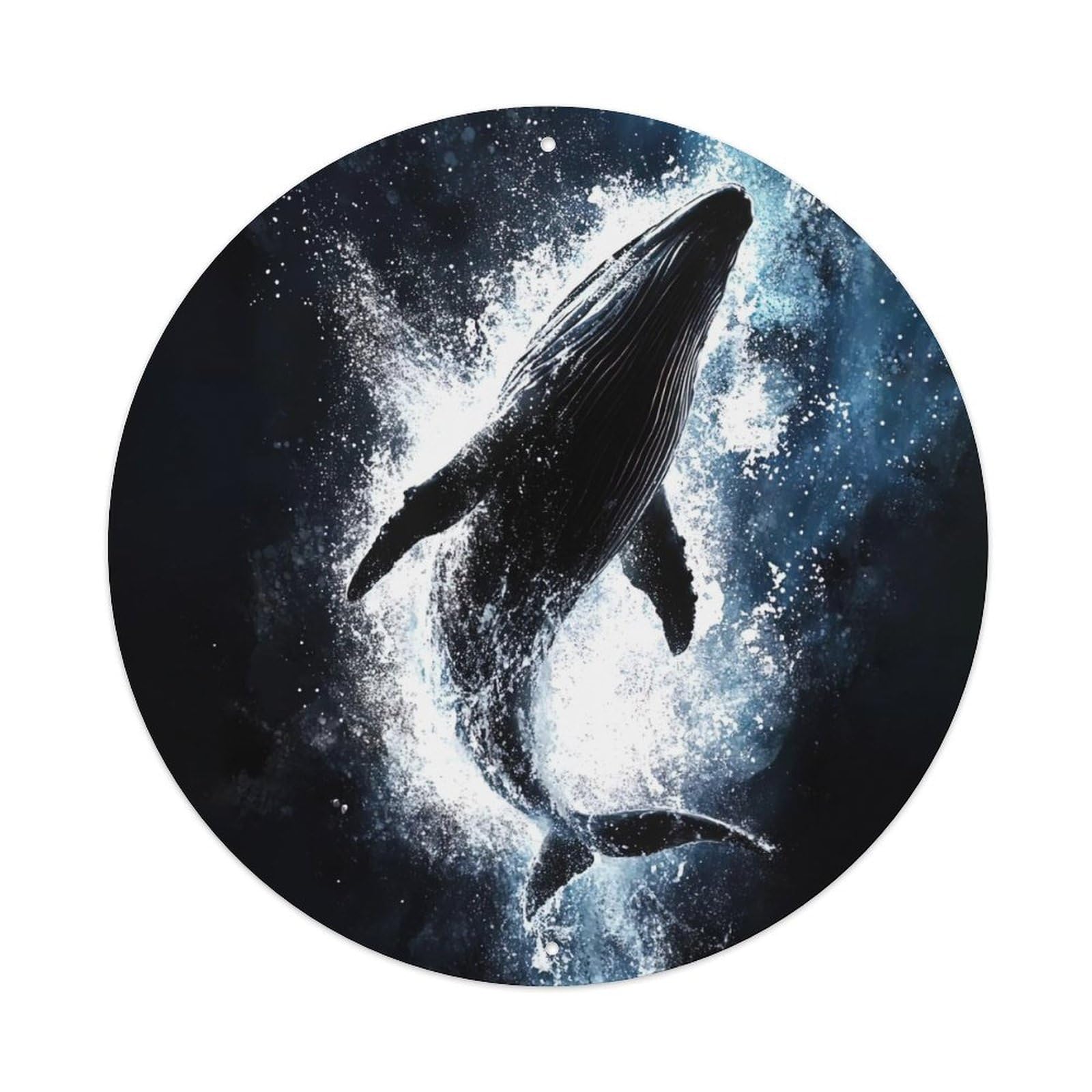 Marine Animal Artwork Big Whales at Sea Vintage Metal Tin Sign Plaque Wall Decor for Cafe, Club Bar, Office, Garden Metal Poster 8x8Inch