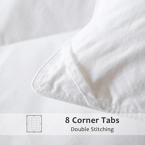 Miniatura 6 de Three Geese Edredón de plumas tamaño King, funda de algodón orgánico suave para todas las estaciones, ropa de cama de hotel blanca de primera