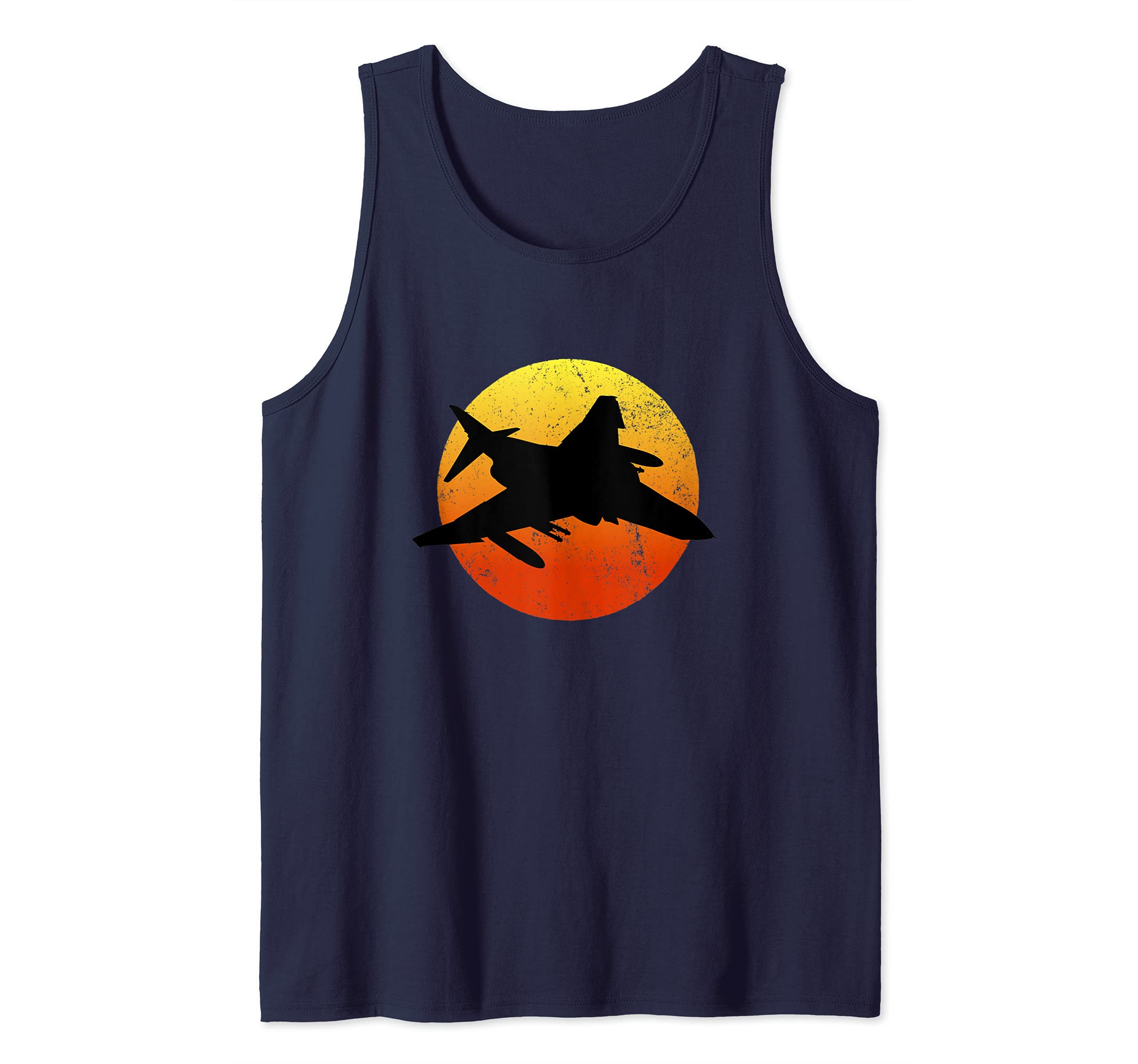 F-4 Phantom Silhouette Retro Sunset Military Jet Flying F4 Tank Top