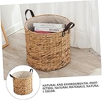 Vista 2 de Zerodeko Cesta de lavandería de mimbre, tejida a mano, lino de algodón natural, portátil, ahorro de espacio, accesorio de almacenamiento