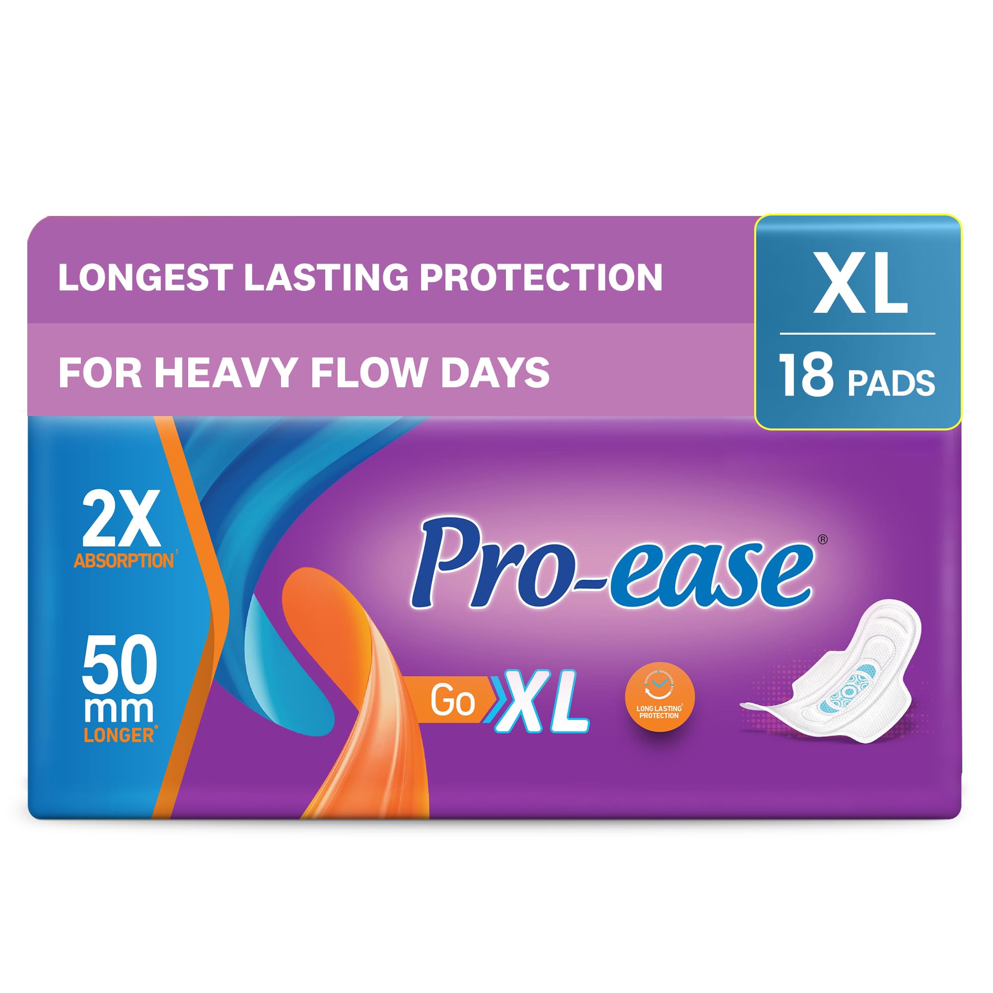 Pro-Ease GO XL Sanitary Pads | Pack of 18 Pads | Sanitary Pads for Women | 30% More Absorption** | 18% Bigger Pads** | Odour Control | Superior Dry Feel | Secure Sticking Pads-image-12