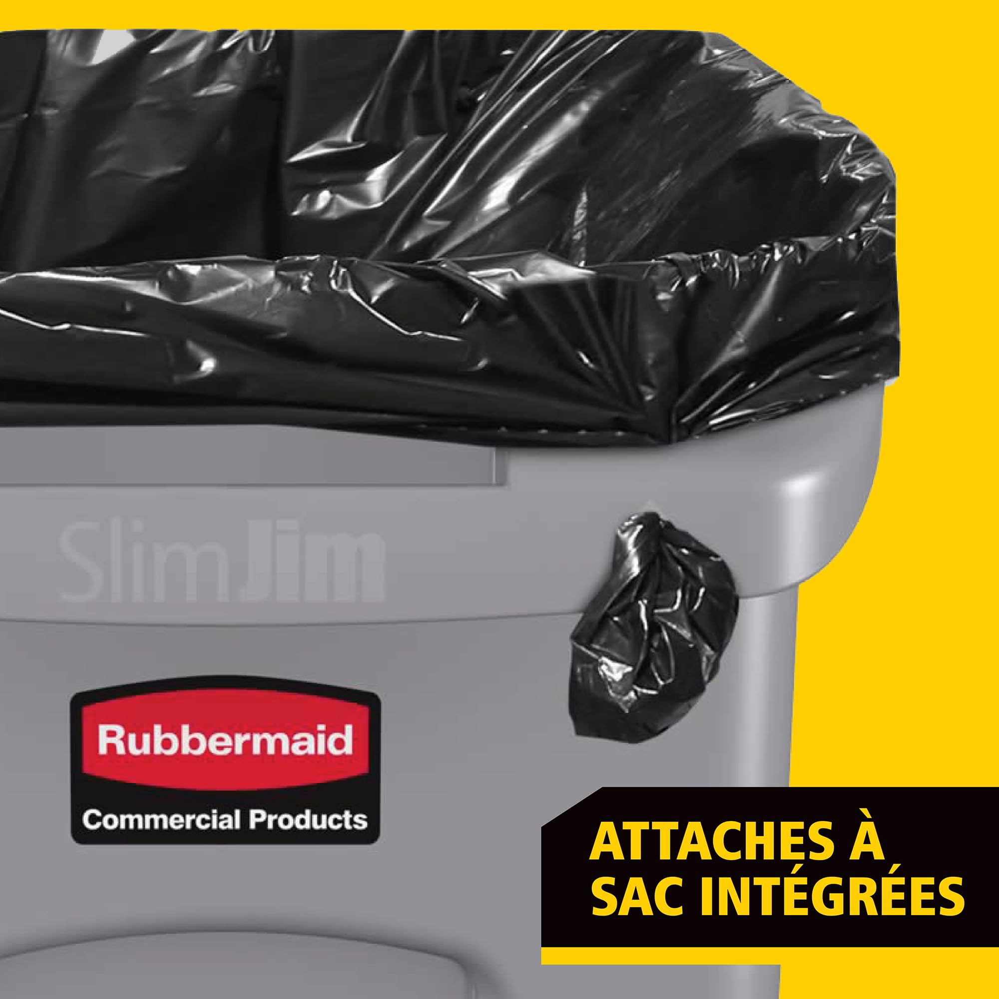 Rubbermaid Commercial Products Slim Jim Collecteur Ventilé Rectangulaire | En Plastique pour Cuisine et Bureau | 60 L, Noir