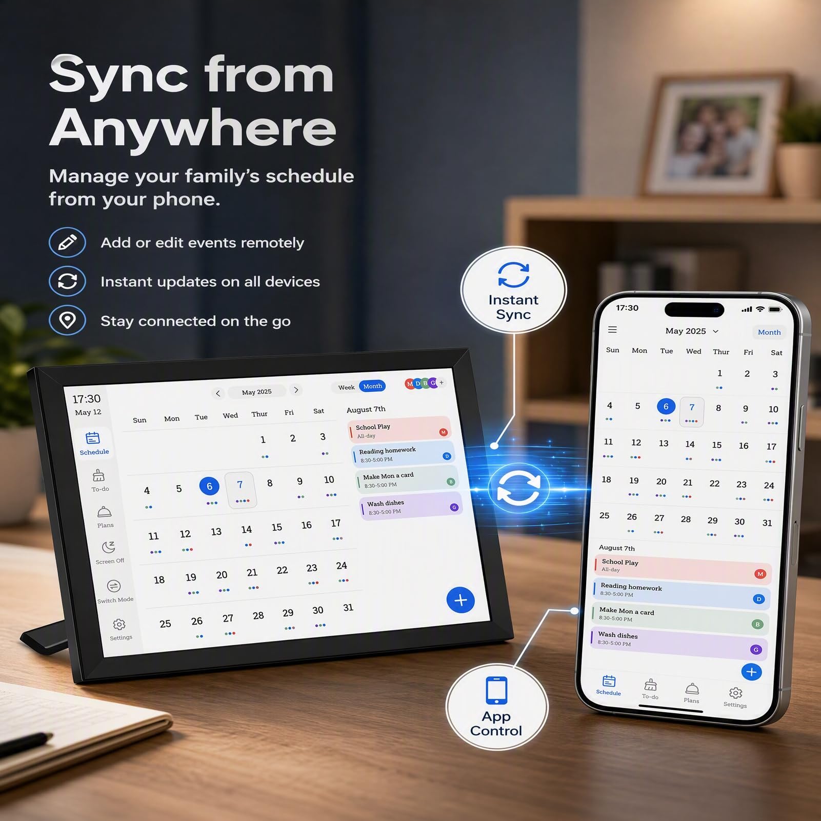 Calendrier Numérique Intelligent, Planificateur Numérique 10,1 Pouces, Organisateur Familial électronique avec écran Tactile HD et Synchronisation WiFi, Idéal pour le Planning Familial, la