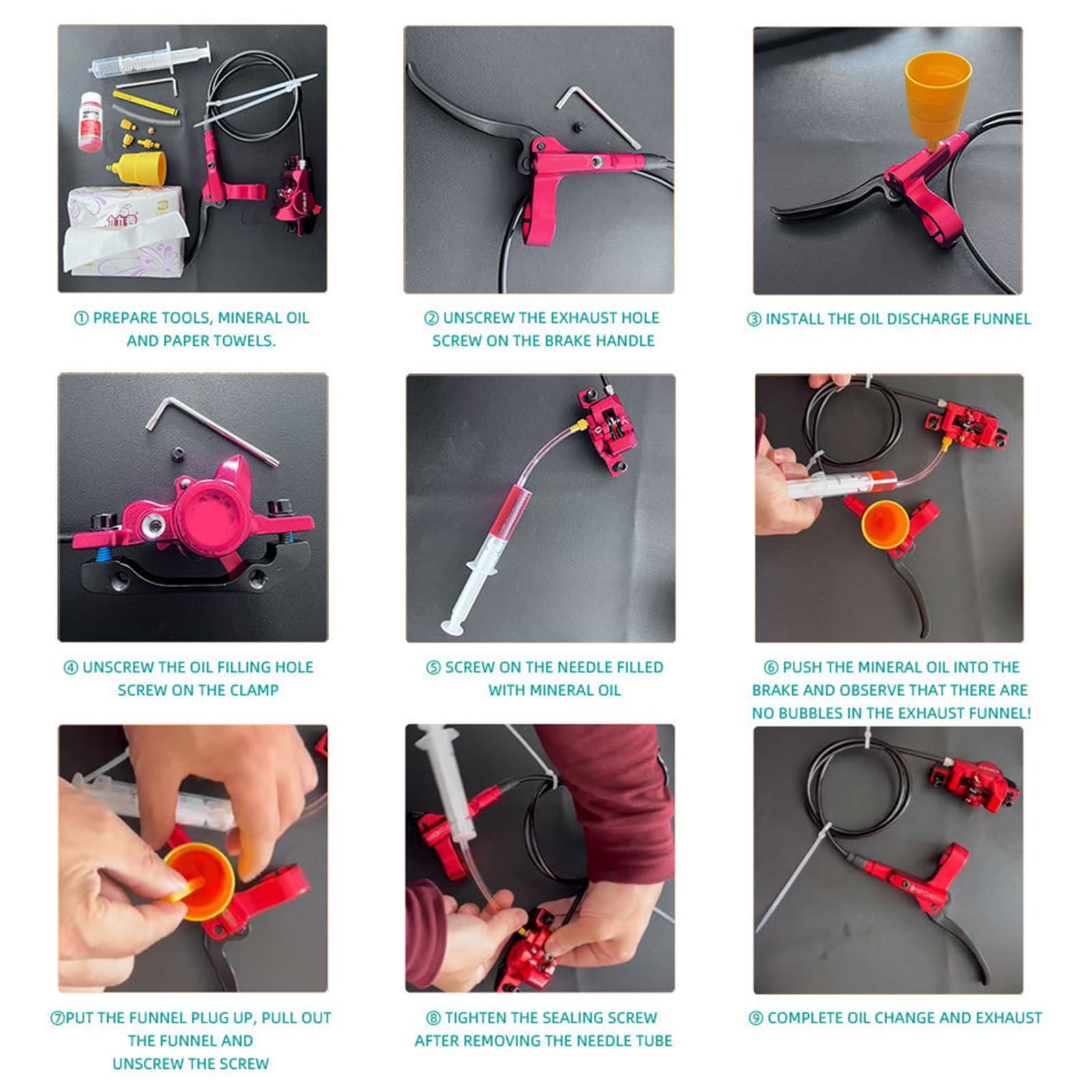 Kit di spurgo Freni per Biciclette, Strumento per spurgo Freni a Disco Idraulici, Kit di spurgo Olio Freni a Disco Idraulici per Bici da Corsa, Facili da Usare