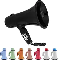 Megafone Pyle Portátil 20W com Sirene e Gravação de Voz, Entrada Auxiliar P2 para Música, Amplificador de Som com Alça Dobrável, Alcance 400m