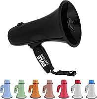 Megafone Pyle Portátil 20W com Sirene e Gravação de Voz, Entrada Auxiliar P2 para Música, Amplificador de Som com Alça Dobrável, Alcance 400m