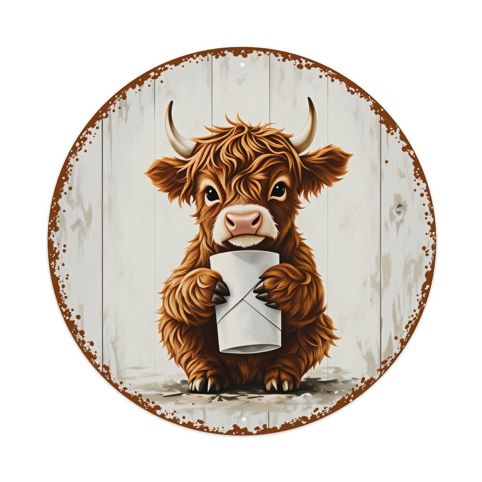 Cute Bull Holding Cup Pattern Metal Tin Sign Vintage Garden Bedroom Cafe Bar Man Cave Home Wall Decor Metal Poster 8x8 inches